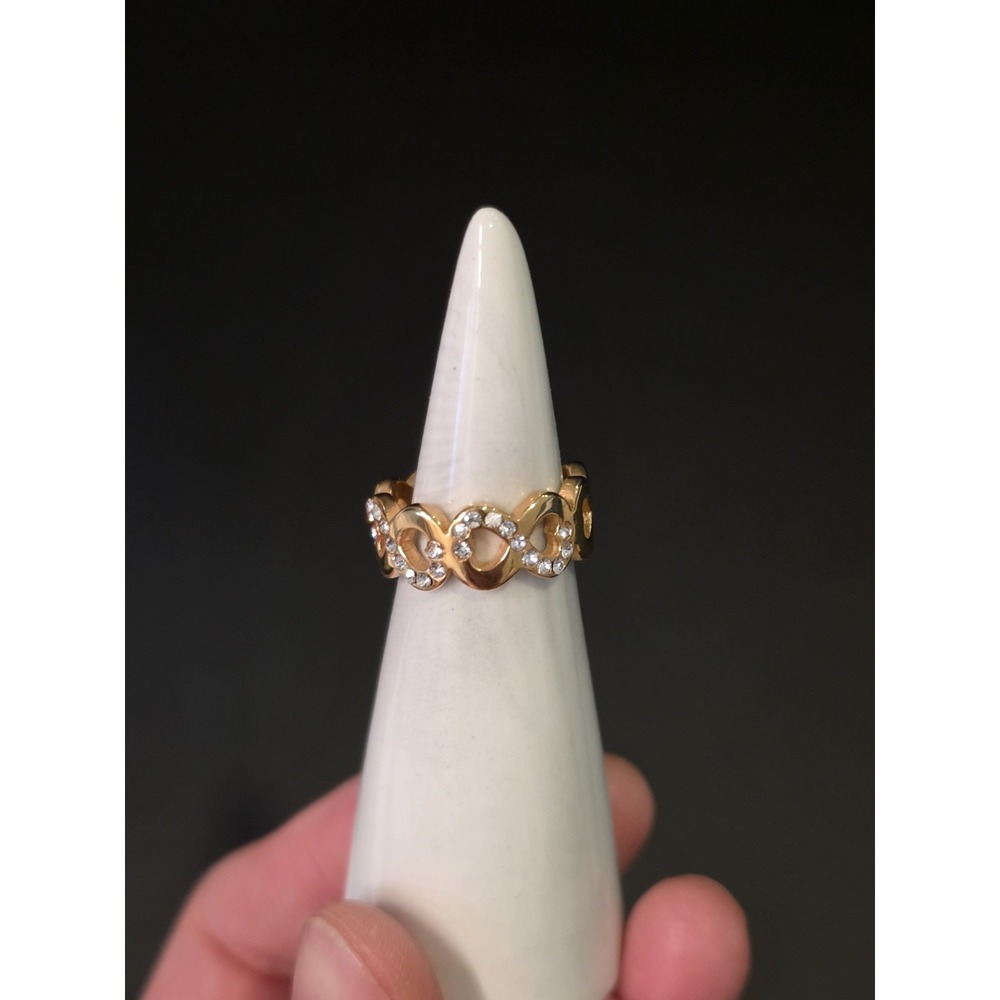 Titanium Crystal Infinity Ring Gold Plated Women's Size 6